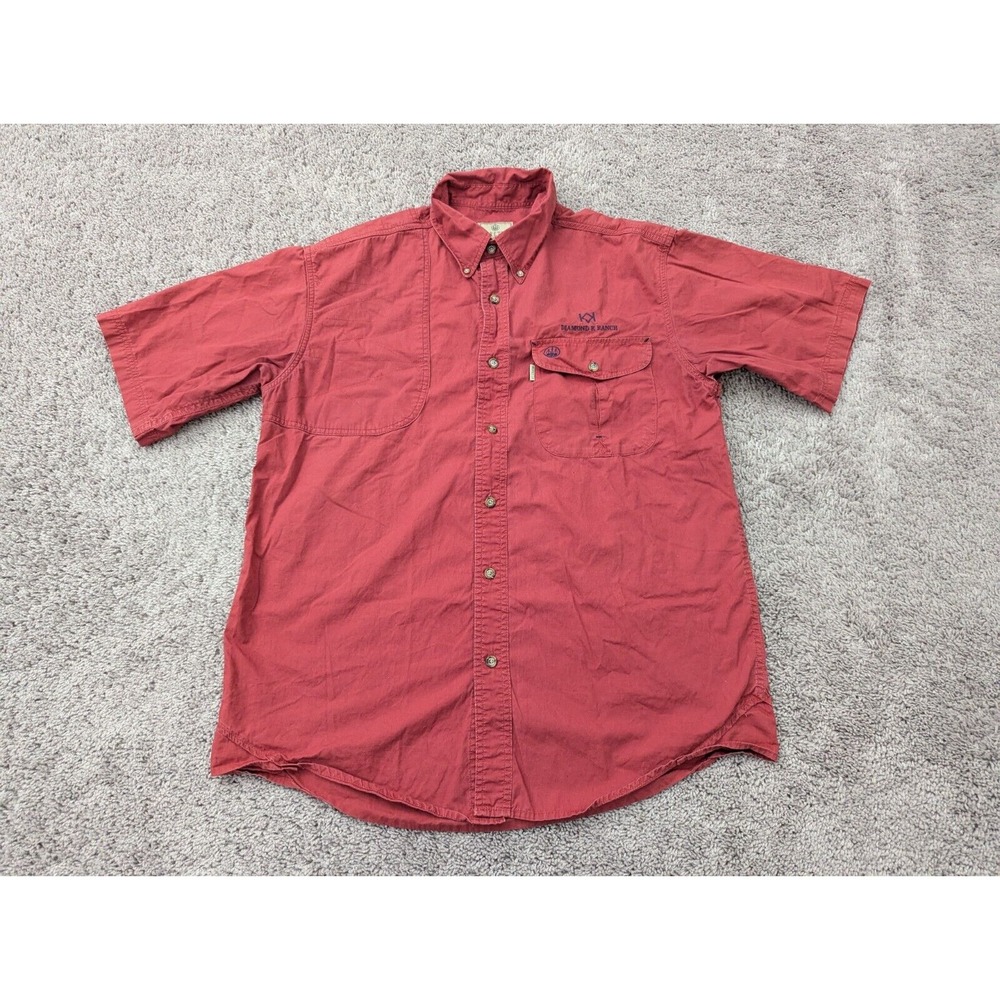 Beretta Button Up Shirt Mens Large Diamond K Ranch Vented Red‎ Hunting Shooting